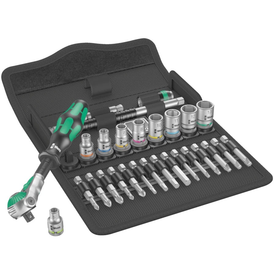 Wera Zyklop Speed Ratchet Set 8100 SA 6 Transmission 1/4" Metric Set of 28 Pieces