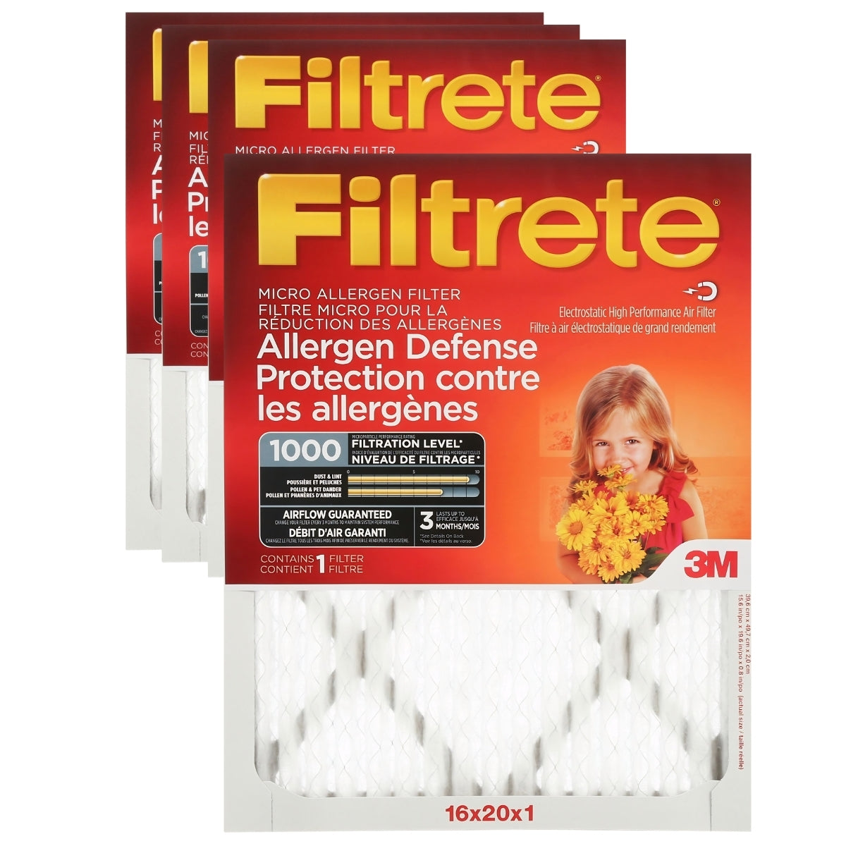Filtrete 16 x 20 x 1 MPR1000 Furnace Filter - 4 Pack