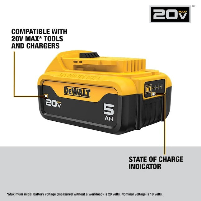 Dewalt 20V Max 5Ah Lithium-Ion Battery 2 Pack and Charger Starter Kit