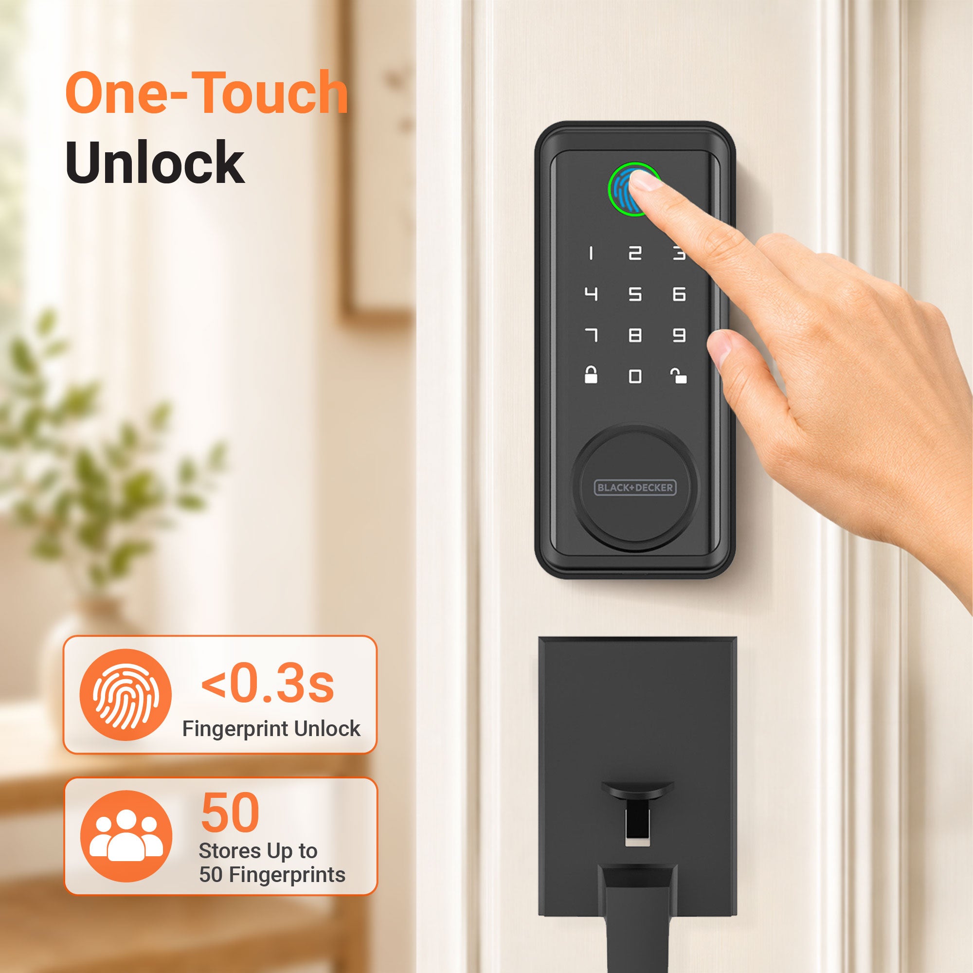 Black & Decker Smart Lock avec poignée d'entrée et passerelle - Noir