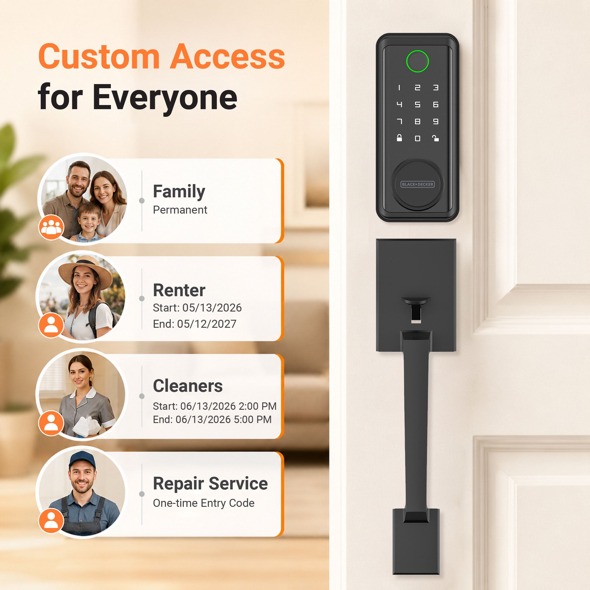 Black & Decker Smart Lock avec poignée d'entrée et passerelle - Noir