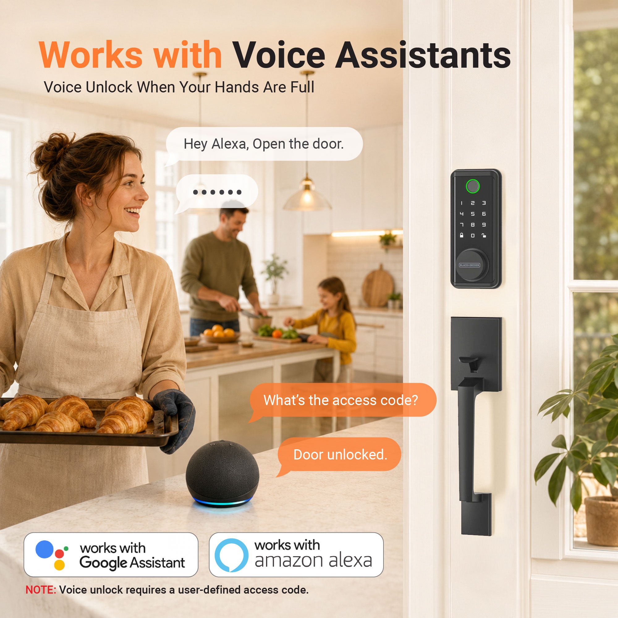 Black & Decker Smart Lock avec poignée d'entrée et passerelle - Noir