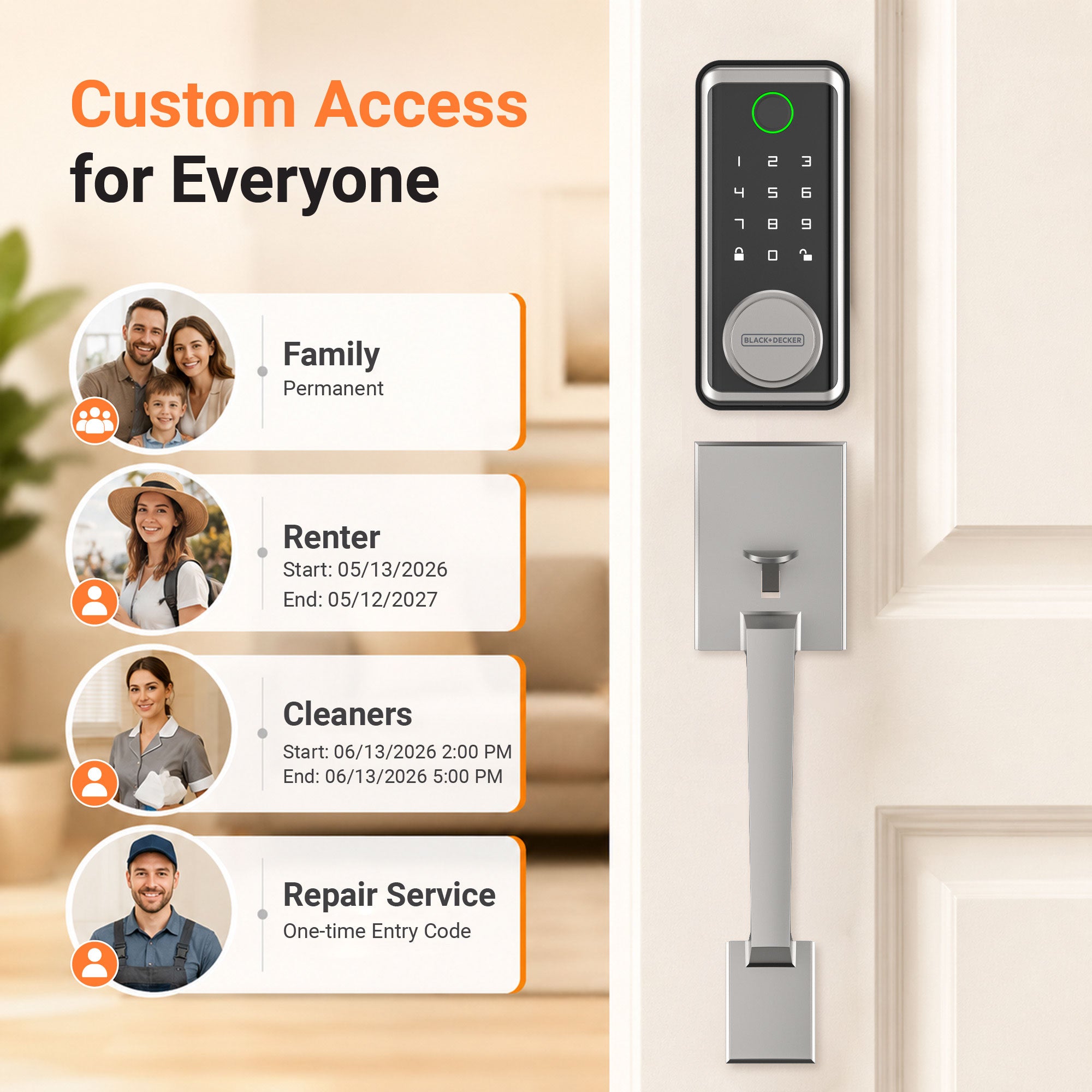 Black & Decker Smart Lock avec poignée d'entrée et passerelle - Argent