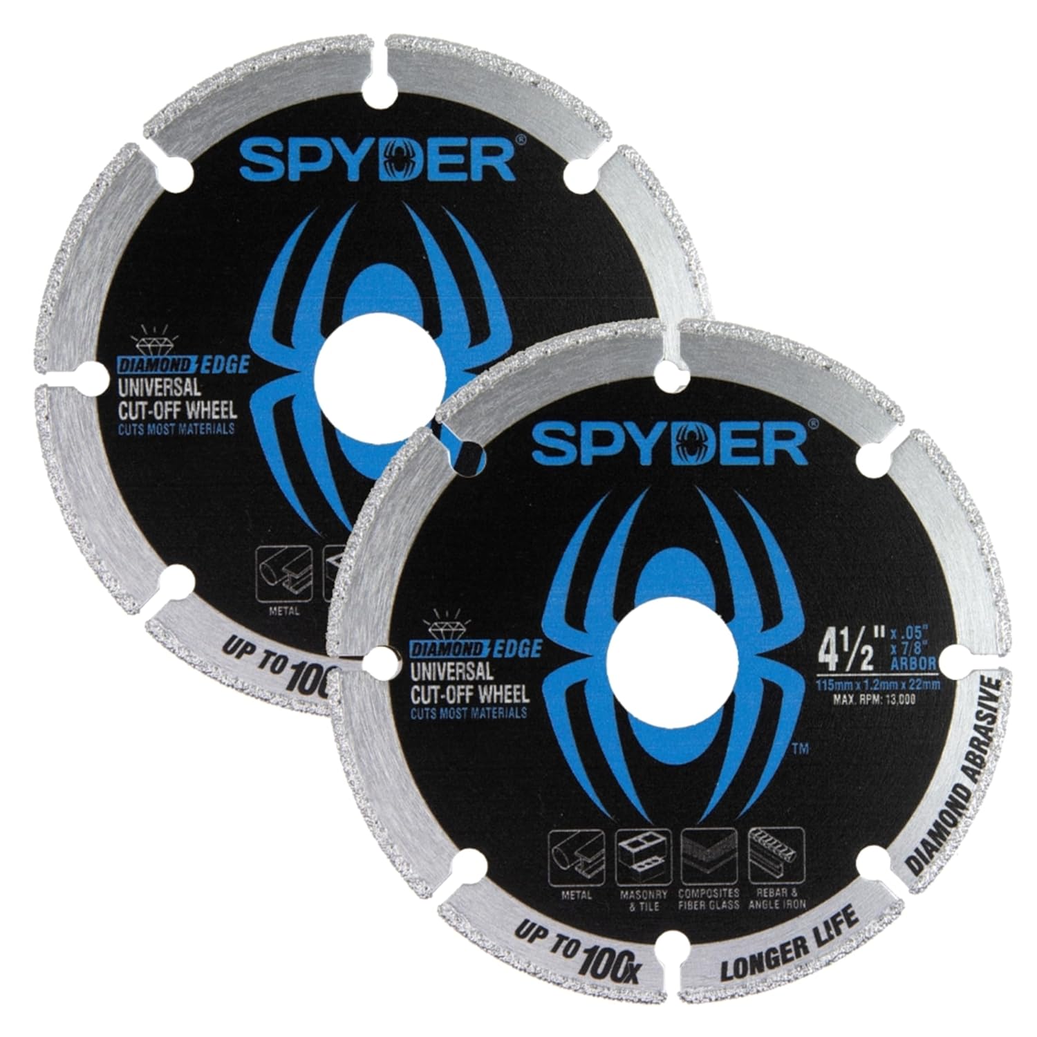 Spyder 4 1/2" Diamond Edge Universal Cut Off Wheel - 2 Pack