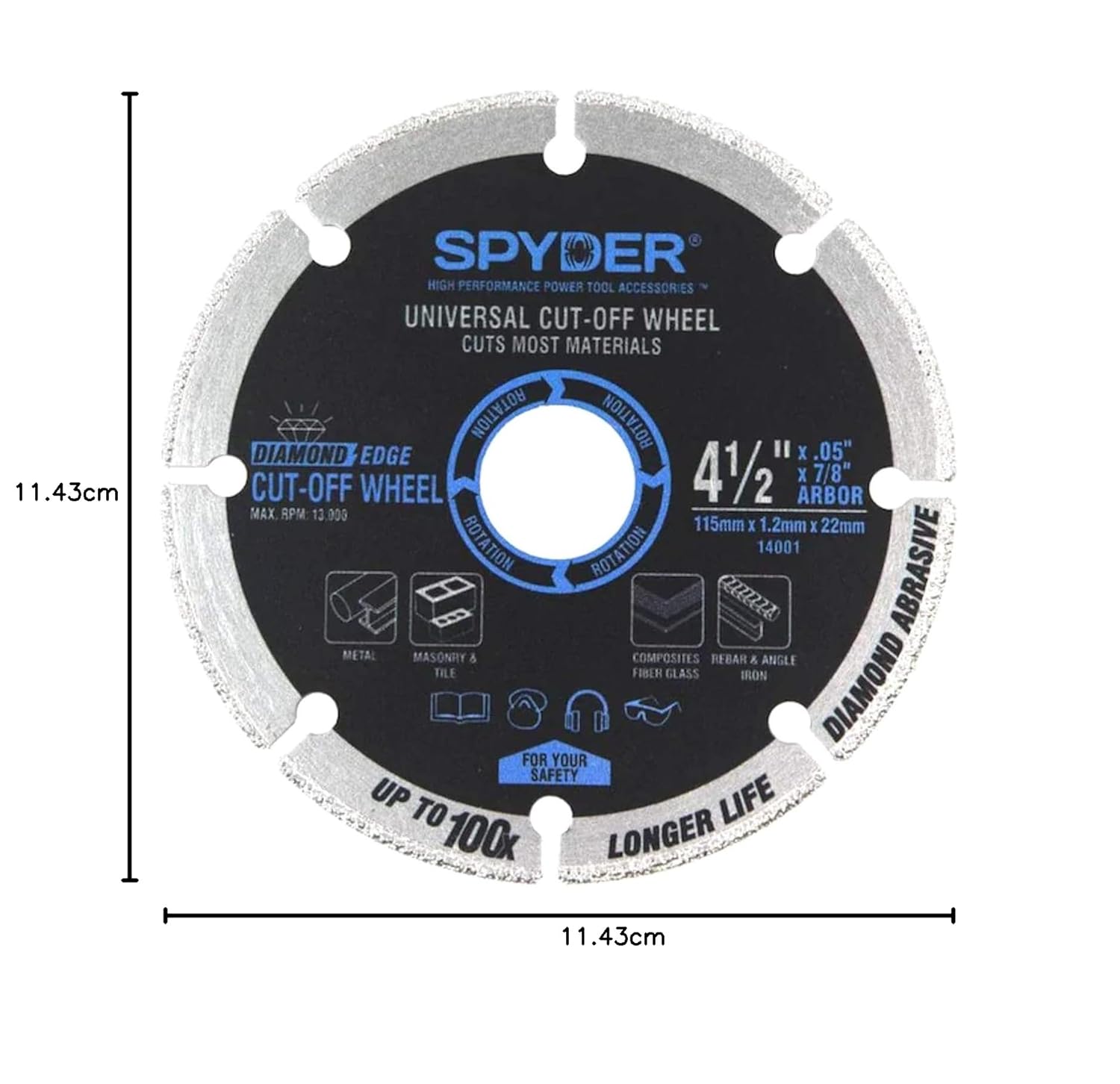 Spyder 4 1/2" Diamond Edge Universal Cut Off Wheel - 2 Pack