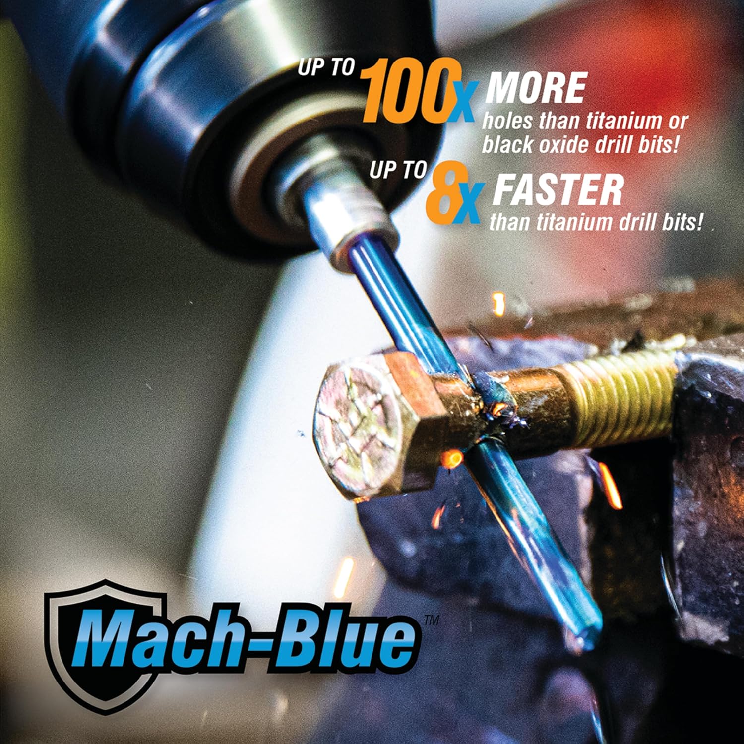 Spyder 3/8" HSS Drill Bit with Hex Shank - Mach-Blue Armor Plating