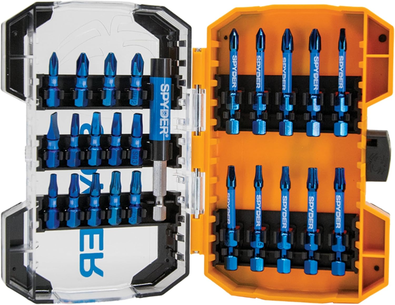 Spyder Screwdriver & Impact Driver Bit Kit -Mach-Blue Armor Plating - 25 Pc