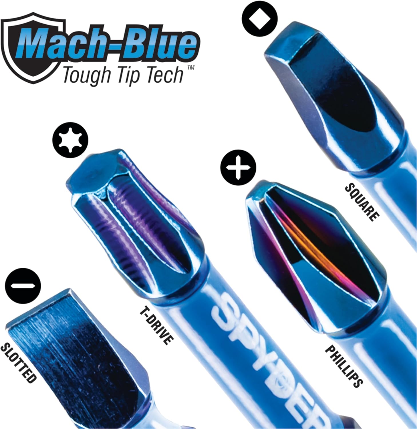 Spyder Screwdriver & Impact Driver Bit Kit -Mach-Blue Armor Plating - 25 Pc