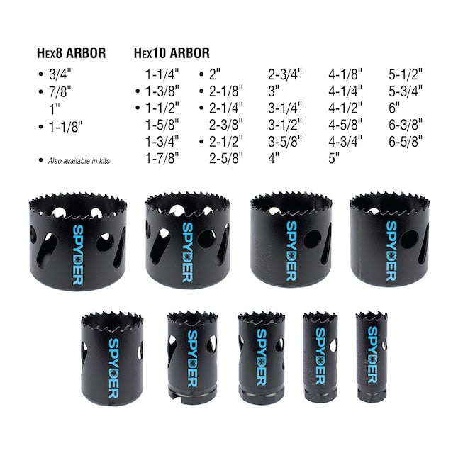 Spyder Piece Bi-Metal Hole Saw Kit - 11 Pc