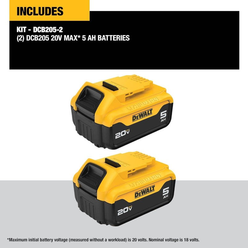 Lot de 2 batteries lithium-ion Dewalt 20 V Max XR 5,0 Ah