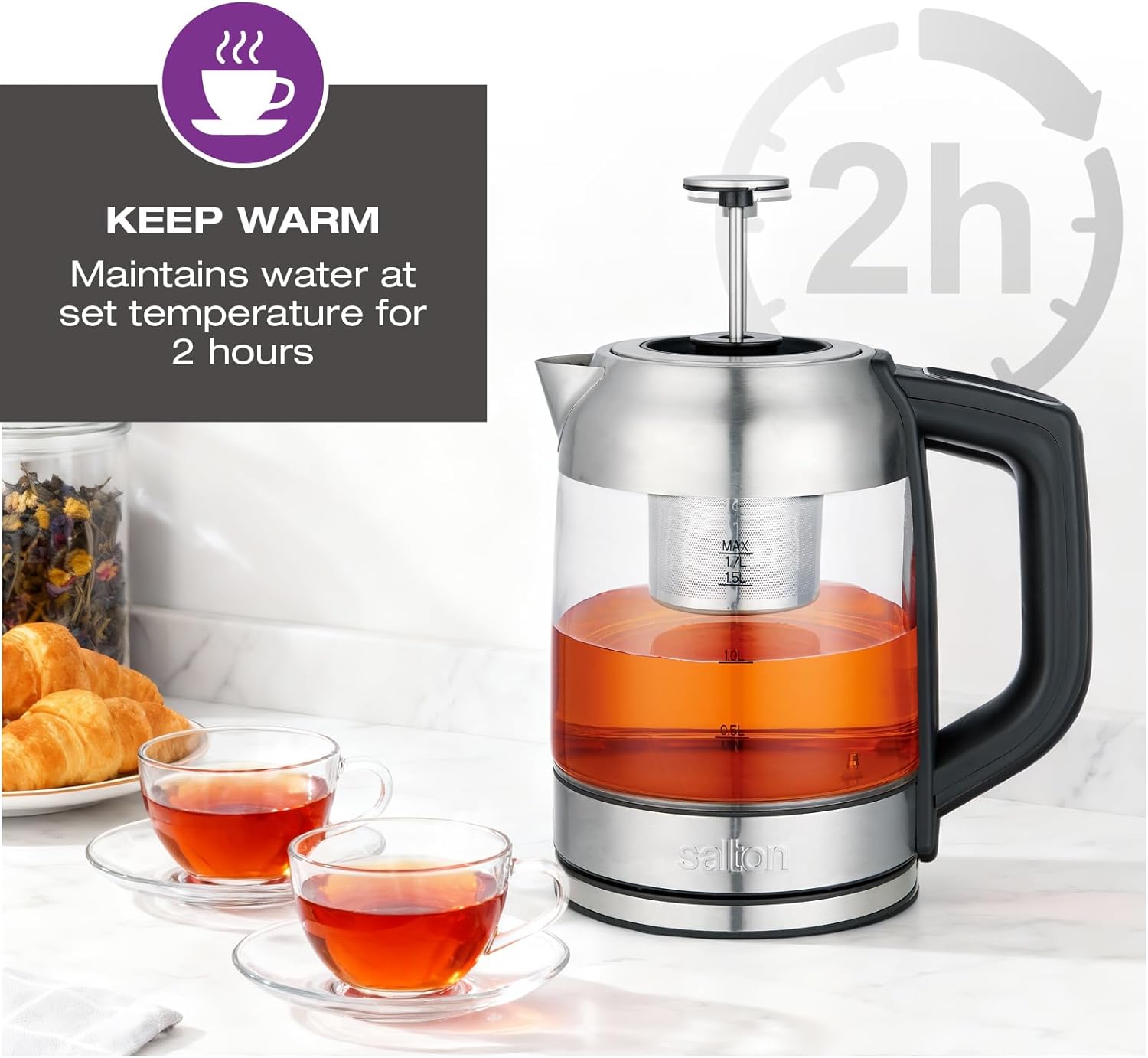 Salton Temperature Control Kettle & Tea Steeper 1.7 L