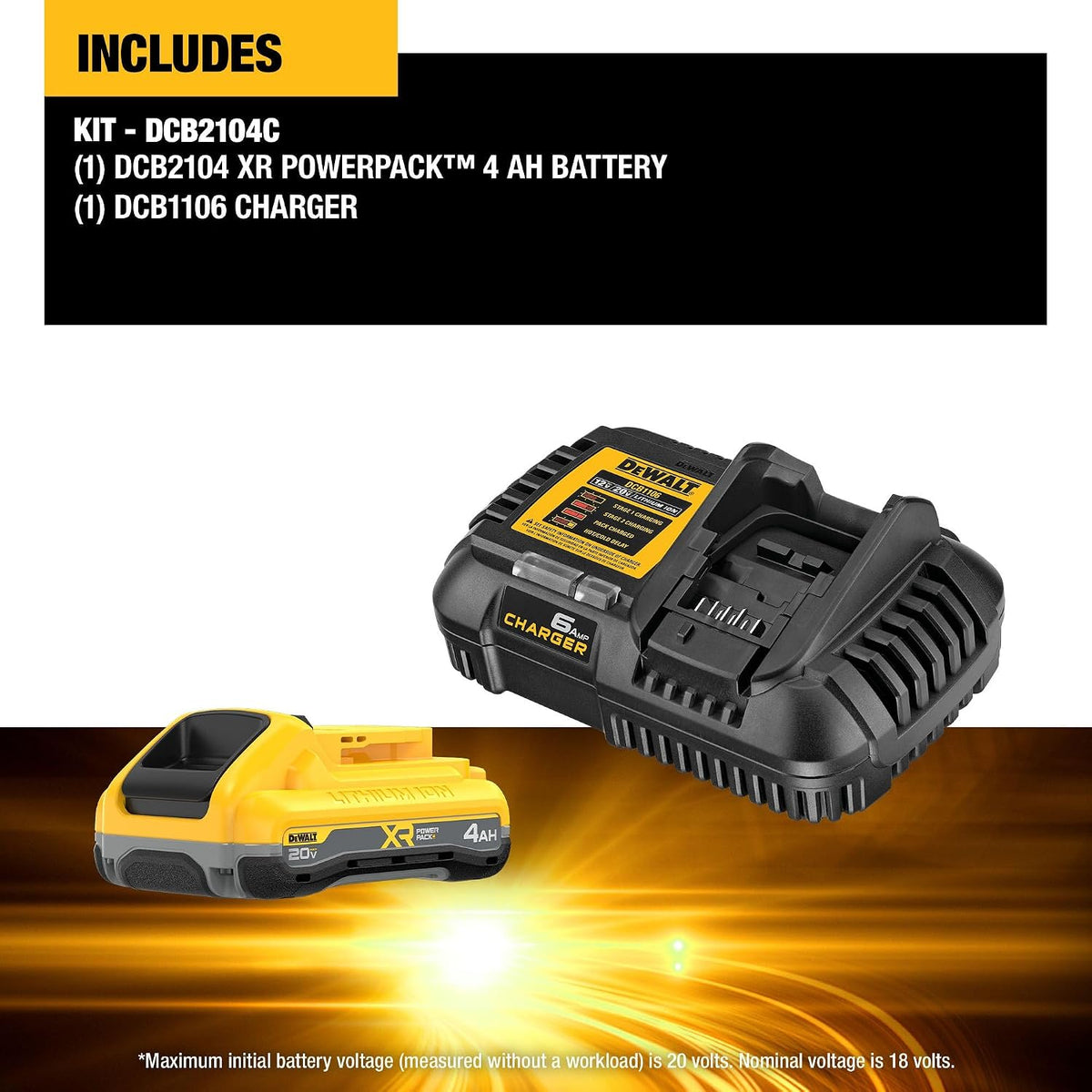 Dewalt 20V Max Battery & Charger Combo XR Powerpack