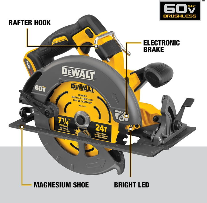 Dewalt 60V Cordless Circular Saw with Brake Kit - 7.25"