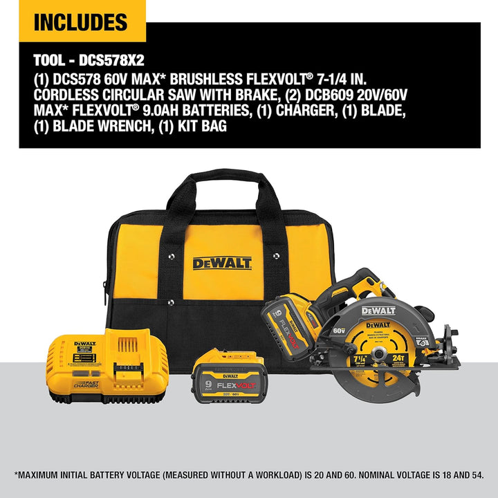 Dewalt 60V Cordless Circular Saw with Brake Kit - 7.25"