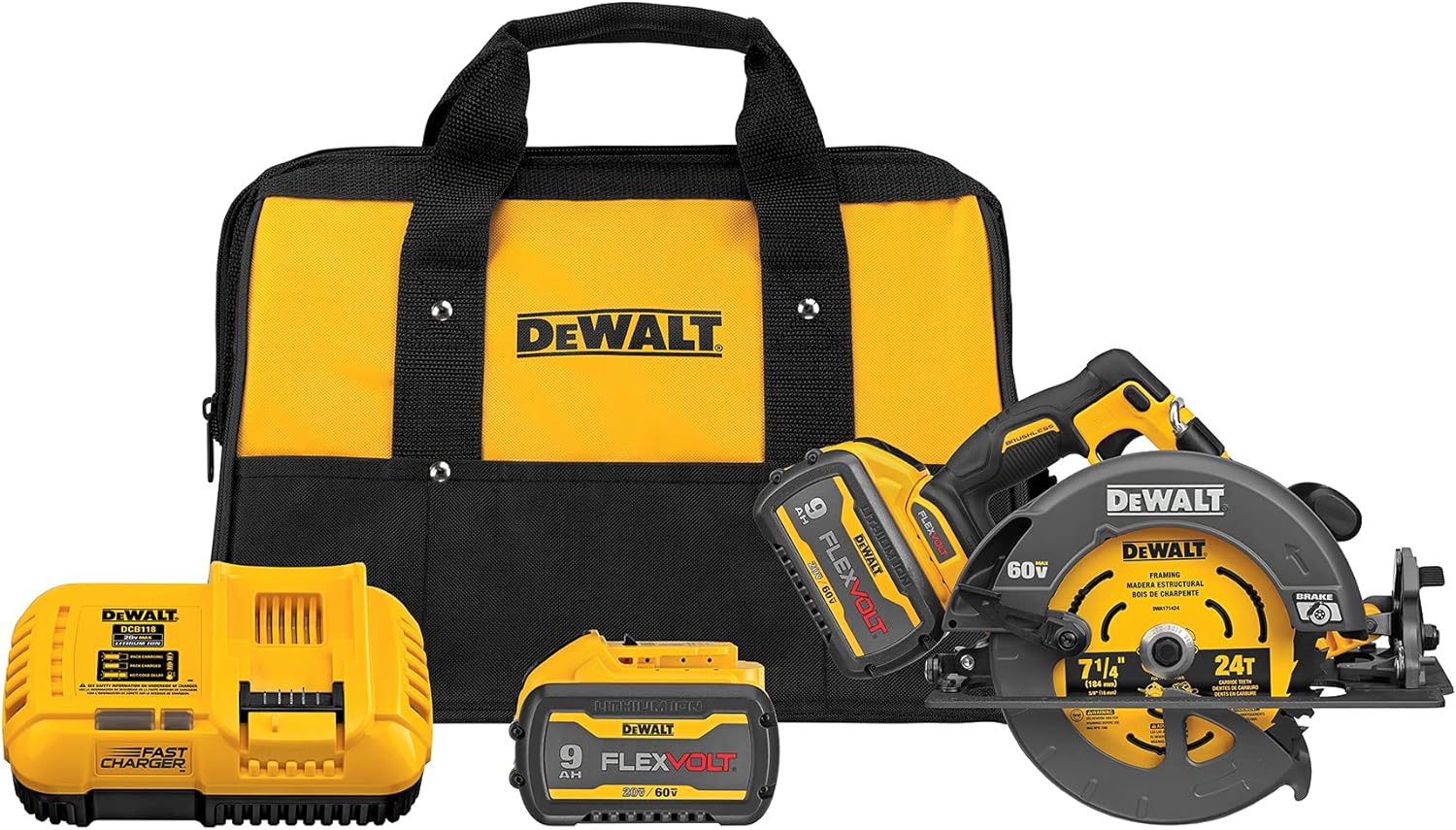 Scie circulaire sans fil Dewalt, 60 V, avec ensemble de freins, 7,25 po