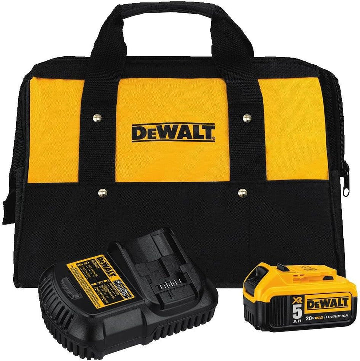 Dewalt 20V Max Battery and Charger Kit with Bag - 5.0Ah