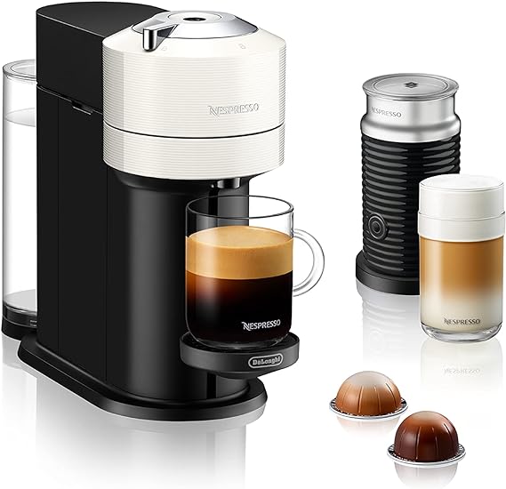 Machine à café et expresso Nespresso Vertuo Next Deluxe de De'Longhi avec Aeroccino - Blanc