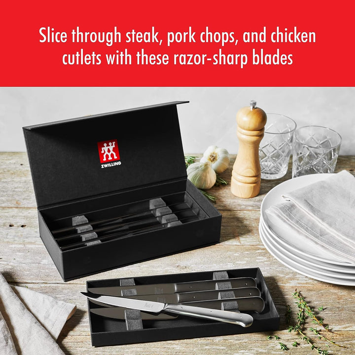 Zwilling Set of 8 Porterhouse Razor-Sharp Steak Knife - Silver