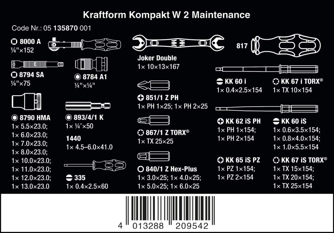 Wera Kraftform Kompakt W 2 Maintenance - 35 Pieces