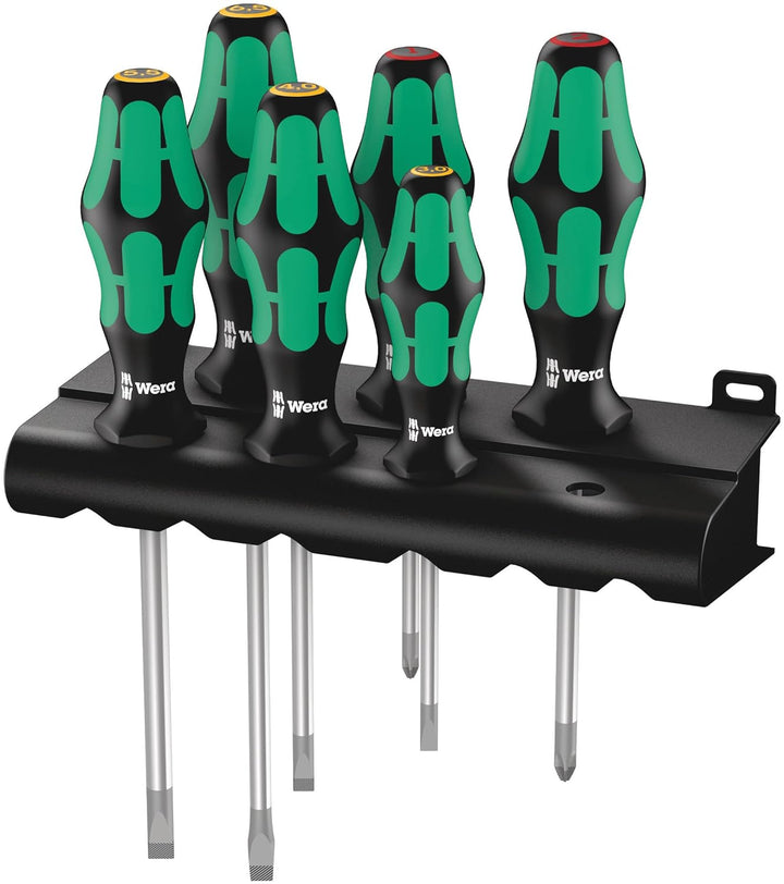 Wera 334/6 Set of Screwdriver Kraftform Plus Lasertip with Rack 6 pieces