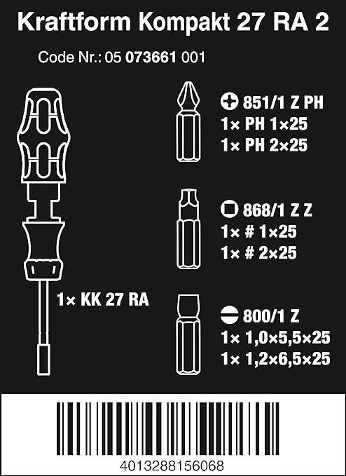 Wera Kraftform Kompakt 27 RA Slotted Ratcheting Screwdriver - 1/4" Head-DD