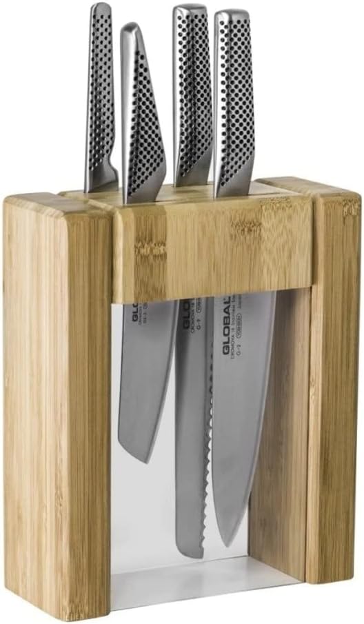 Global 5 Piece Teikoku Knife Block Set  - Stainless Steel