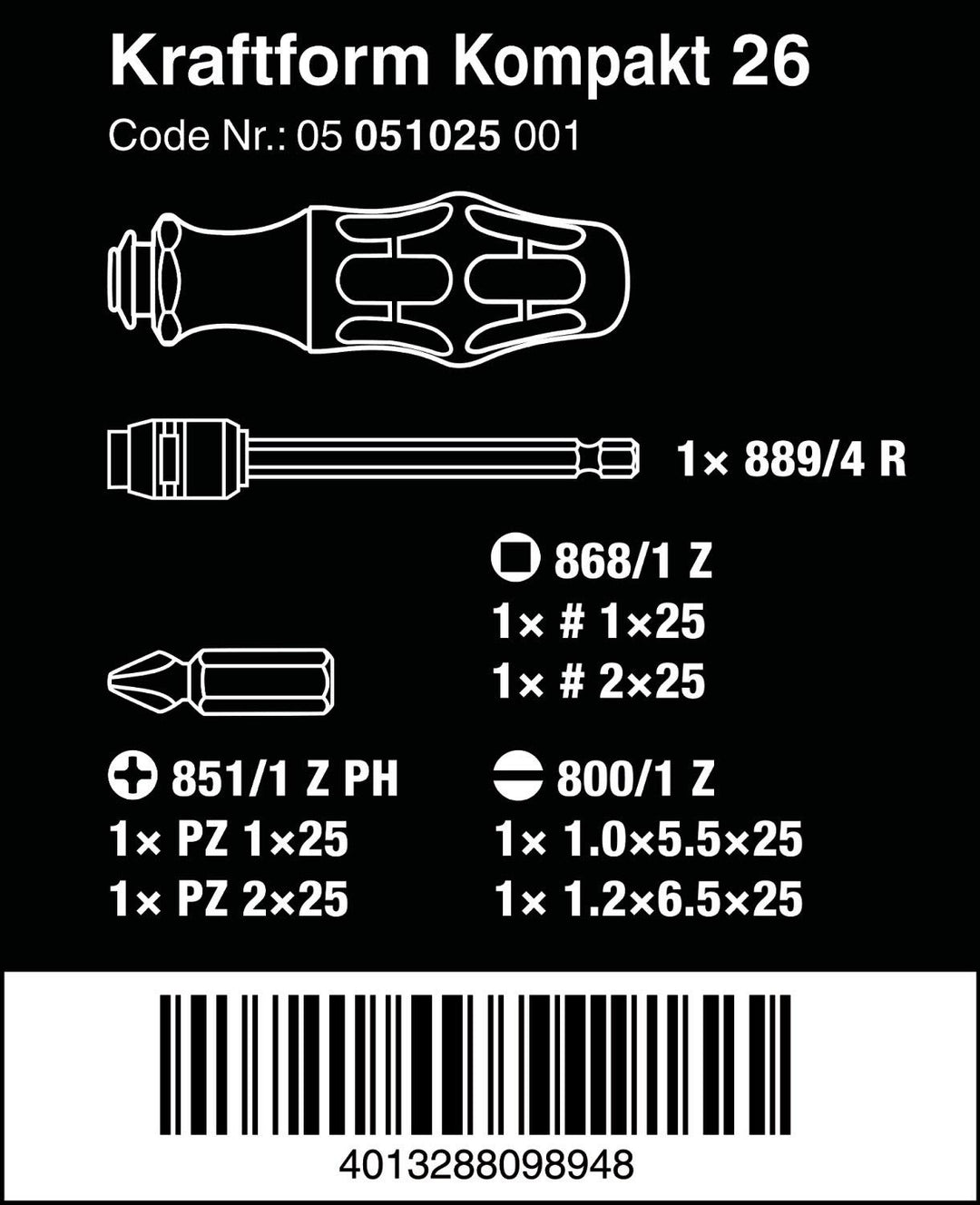 Wera Kraftform Compact boîte à outils avec pochette argentée 66 cm