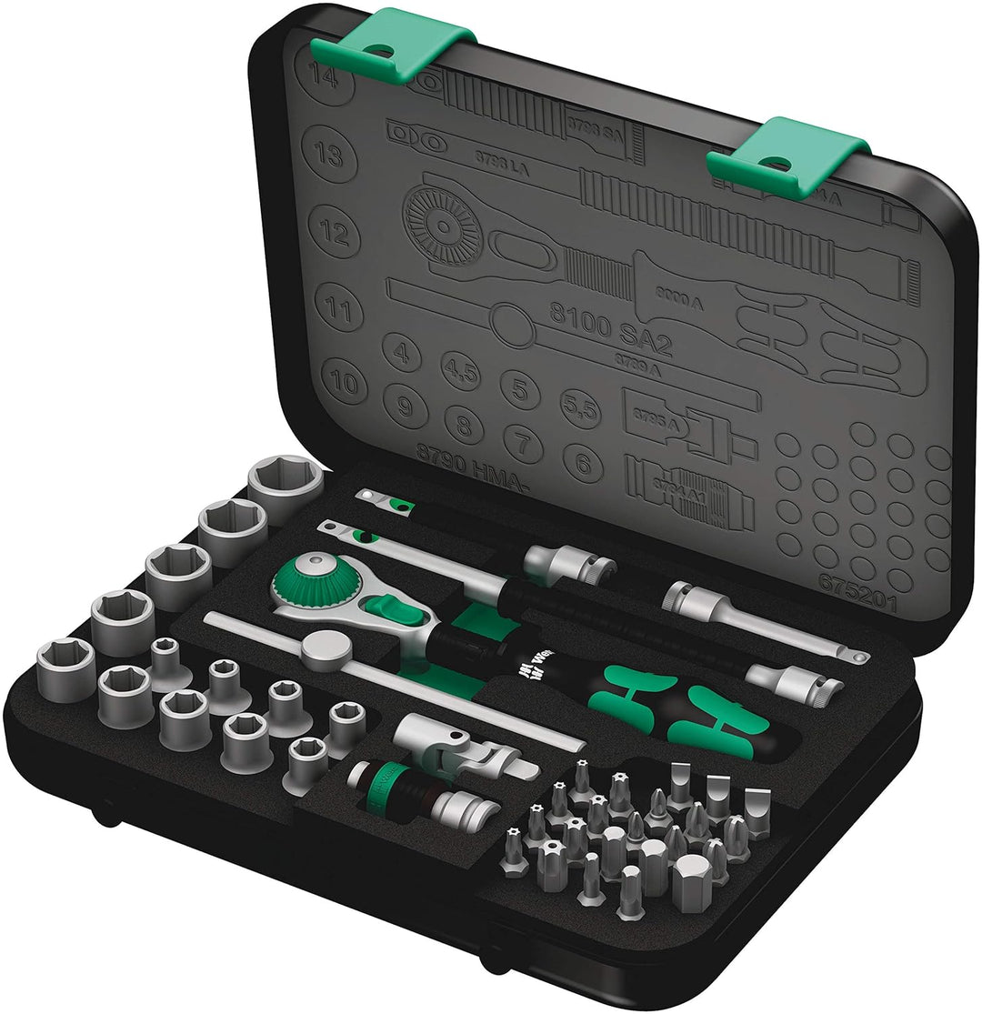 Wera 8100 SA 2 Zyklop 1/4" Metric Ratchet Set - 42 Pieces