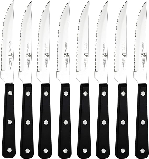 Henckels Set of 8 Razor-Sharp Steak Knife - Black