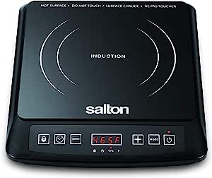 Salton Portable Induction Cooktop with LED Screen & 8 Temperature Settings - 1500 W - Black