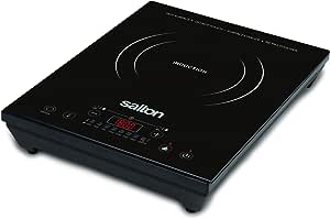 Salton Portable Induction Cooktop with LED Screen & 8 Temperature Settings - 1800 W Classic Single - Black