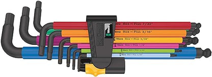 Jeu de 2 clés en L impériales multicolores Wera 950/9 Hex-Plus - 9 pièces 