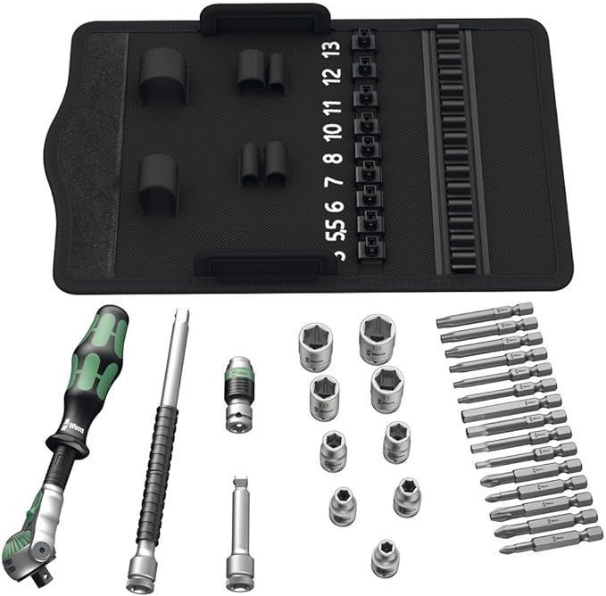 Wera Zyklop Speed Ratchet Set 8100 SA 6 Transmission 1/4" Metric Set of 28 Pieces