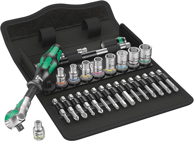 Wera Zyklop Speed Ratchet Set 8100 SA 6 Transmission 1/4" Metric Set of 28 Pieces