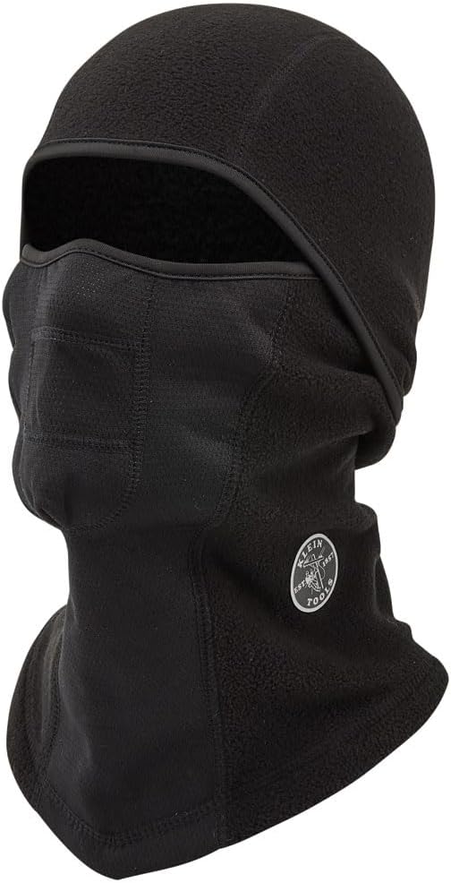 Klein Tools Warm Breathable Fleece Wind Proof Hinged Balaclava Face Mask - Black