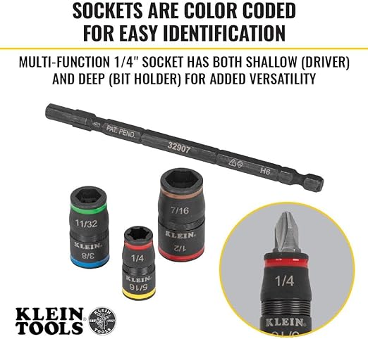 Klein Tools 7 in 1 Impact Flip Socket Set - No Handle