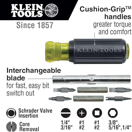 Klein Tools Schrader Valve Core 11in1 Screwdriver