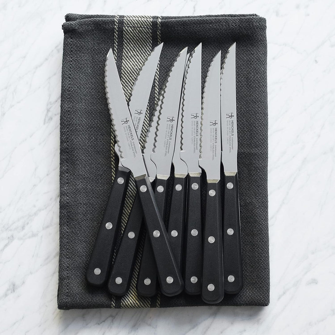 Henckels Set of 8 Razor-Sharp Steak Knife - Black