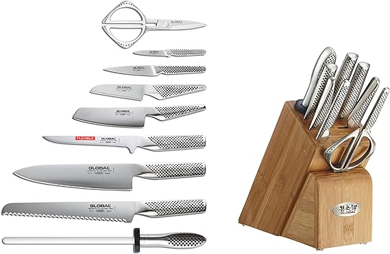 Global 10 Piece Knife Block Set - Stainless Steel