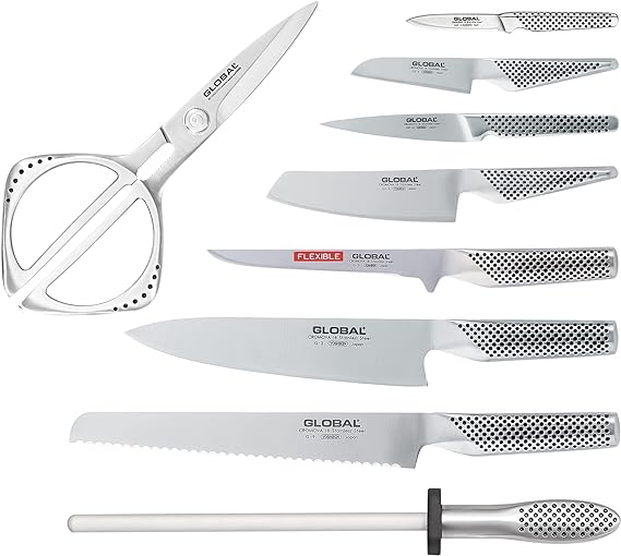 Global 10 Piece Knife Block Set - Stainless Steel