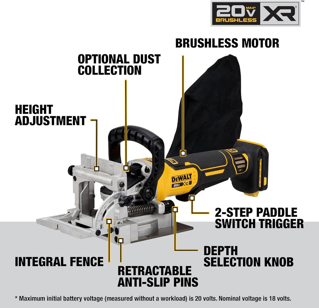 Dewalt 20V MAX XR Biscuit Joiner, Brushless- Tool Only