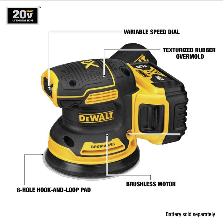 Dewalt 20V MAX sans fil 5 pouces. Ponceuse orbitale aléatoire 