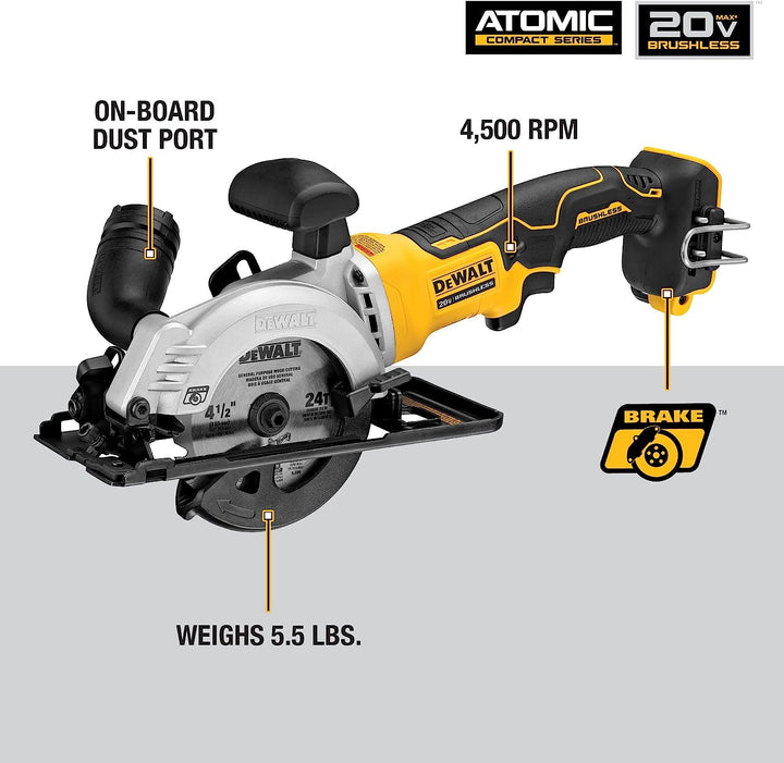 Scie circulaire sans fil Dewalt 20V MAX 4-1/2"