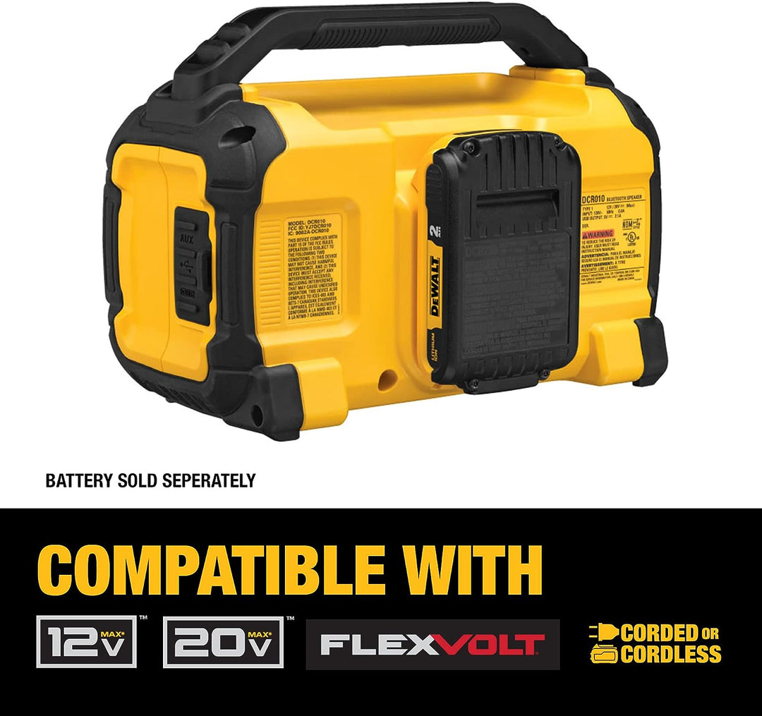 Haut-parleur de chantier Bluetooth 20 V Max Dewalt - Jaune/Noir 