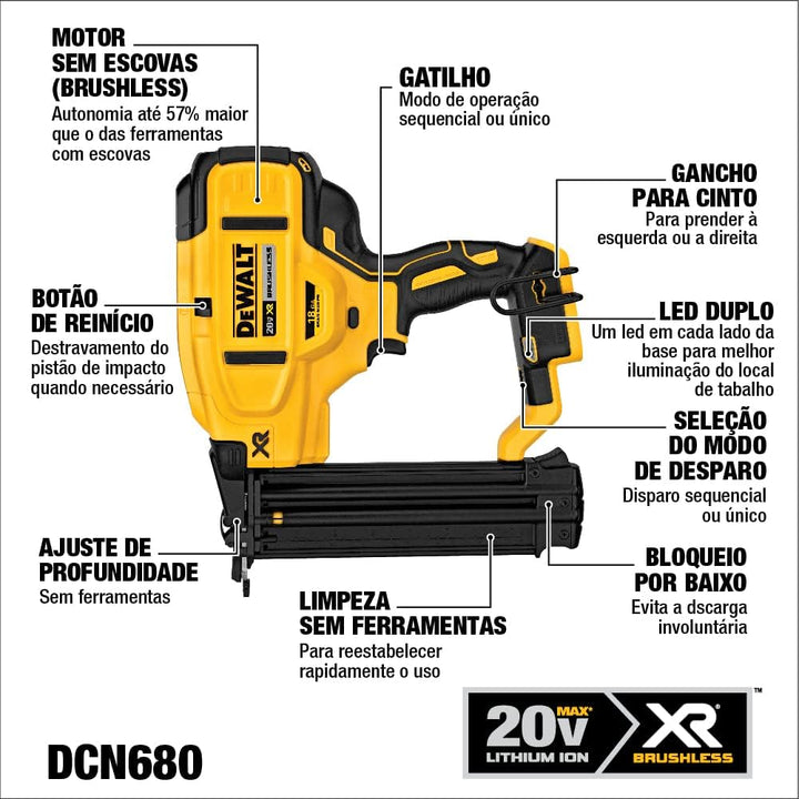 Dewalt 20V MAX XR, 18 Gauge Brad Nailer-Tool only