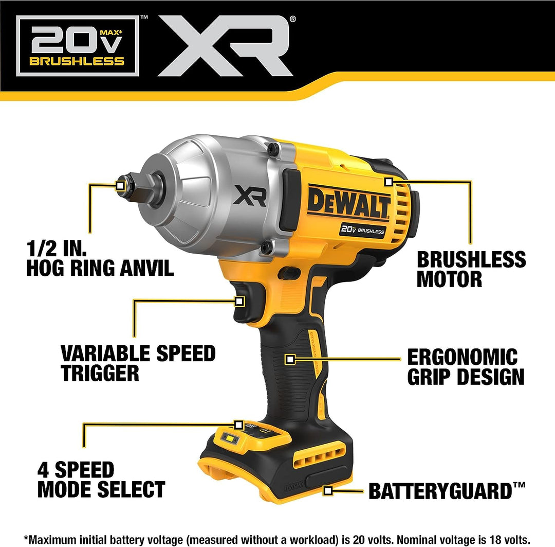 Dewalt 20V Max Cordless 1/2" Impact Wrench - Tool Only