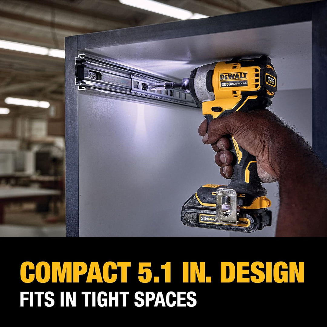 Dewalt Atomic 20V MAX Impact Driver,  Compact Kit W/ 2 Batteries