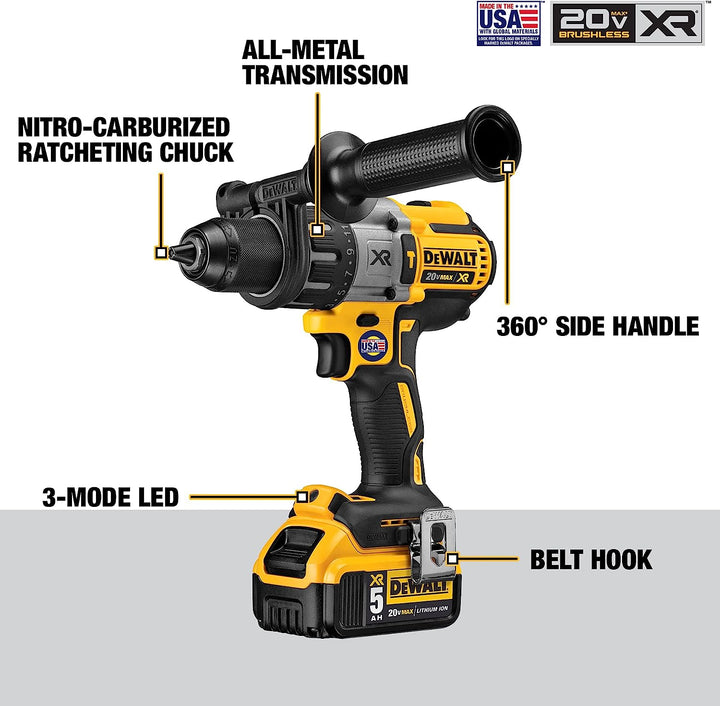 Dewalt 20V Max XR Lithium Ion Brushless 3-Speed Hammer Drill Kit