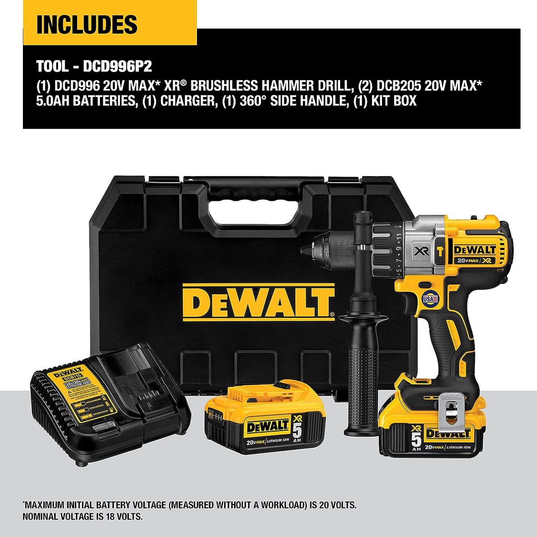 Dewalt Kit de perceuse à percussion sans balais à 3 vitesses au lithium-ion 20 V Max XR 