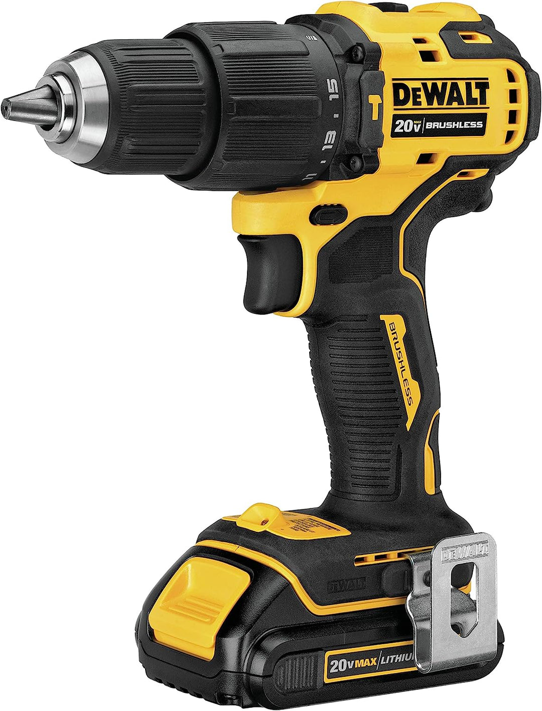 Perceuse compacte sans fil Dewalt-Atomic 20 V Max Hammer avec 2 batteries - 1/2 po